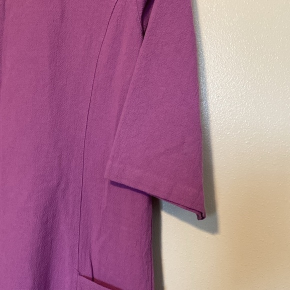 Soft Surroundings pocket Carpe Diem gauze Iris Orchid Gauze 3/4 Slv Shift Dress - Picture 8 of 15